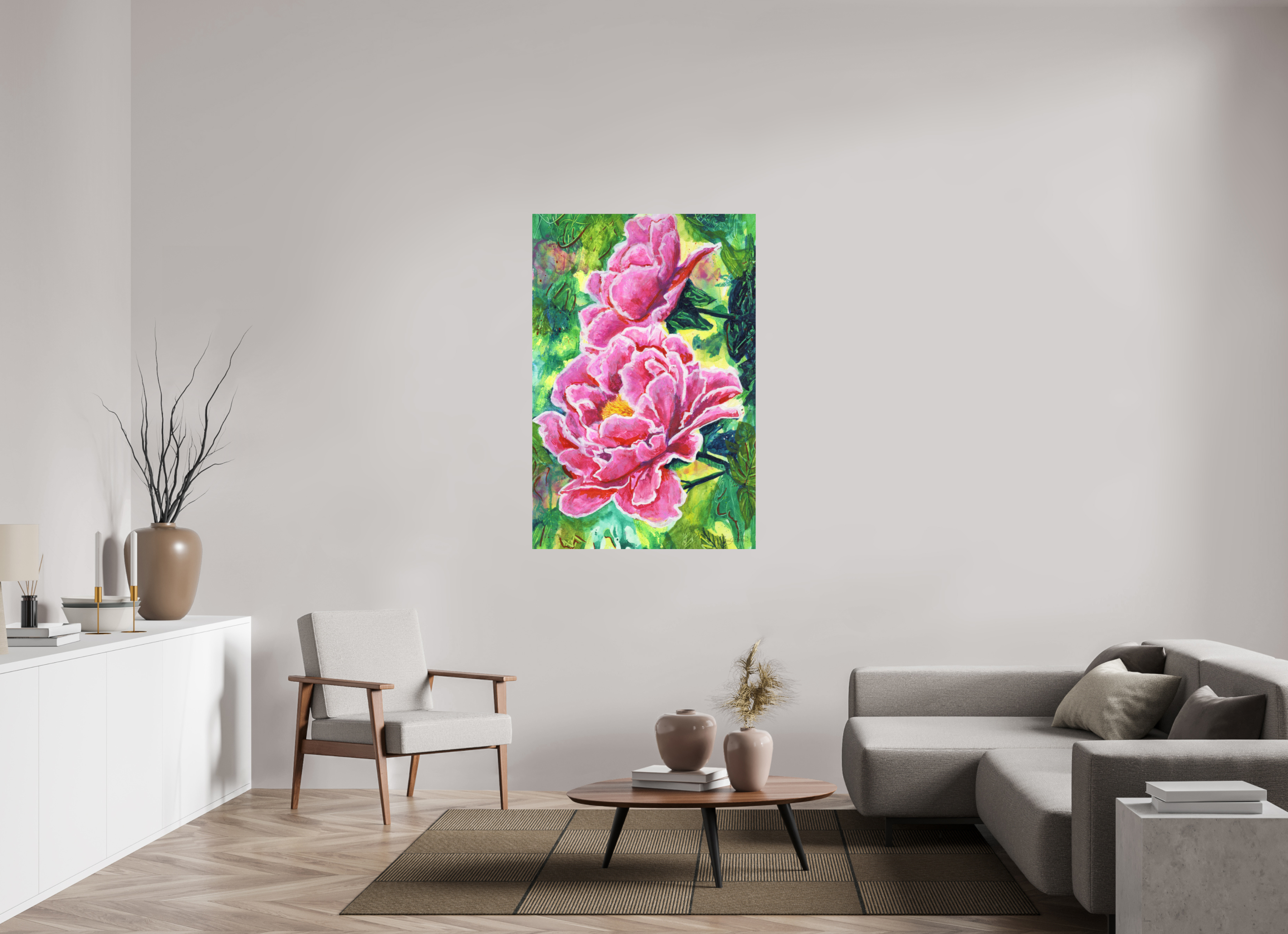 36 x 54″, No Frame Peonies - Paper Print