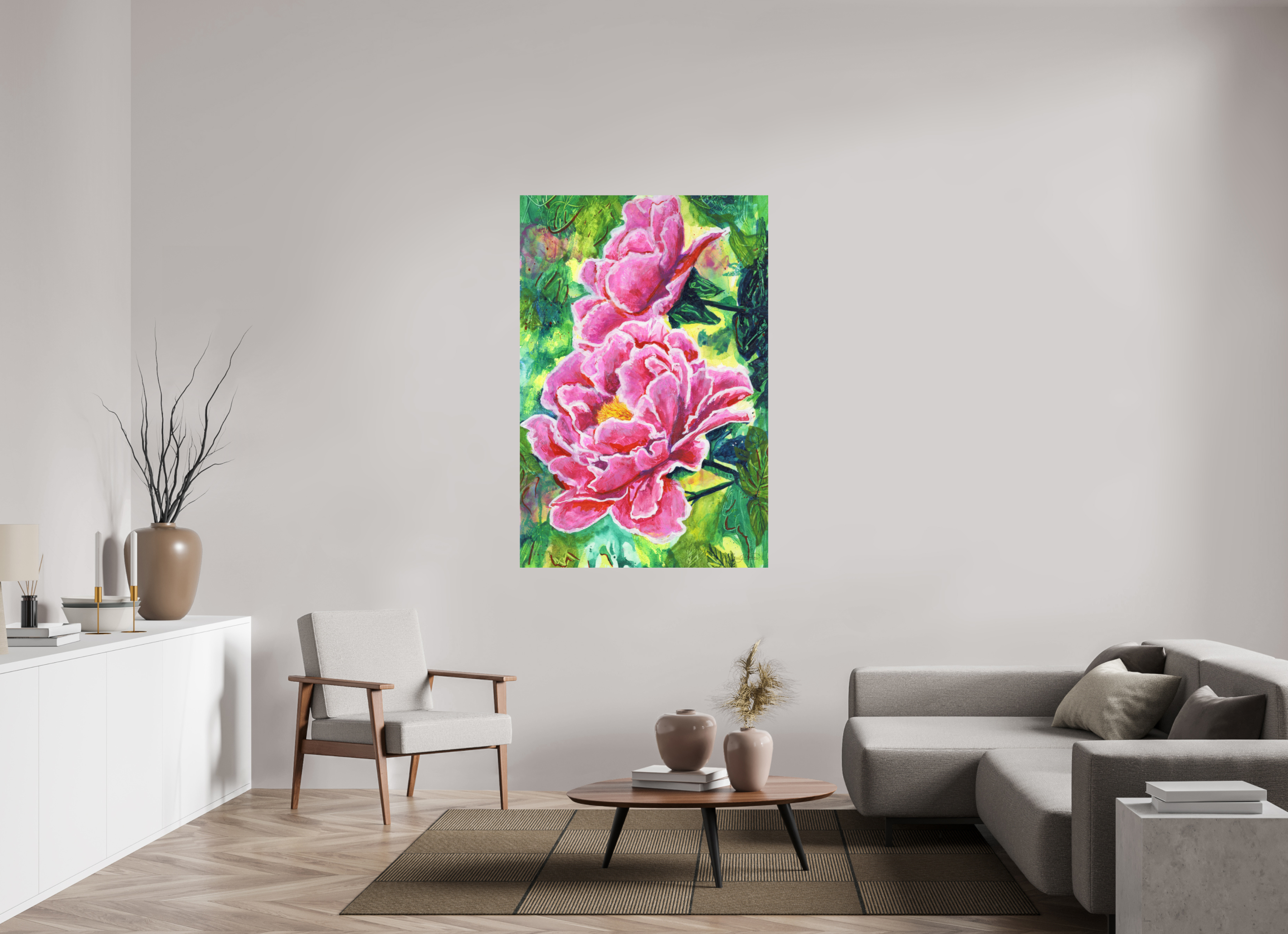 40 x 60″, No Frame Peonies - Paper Print